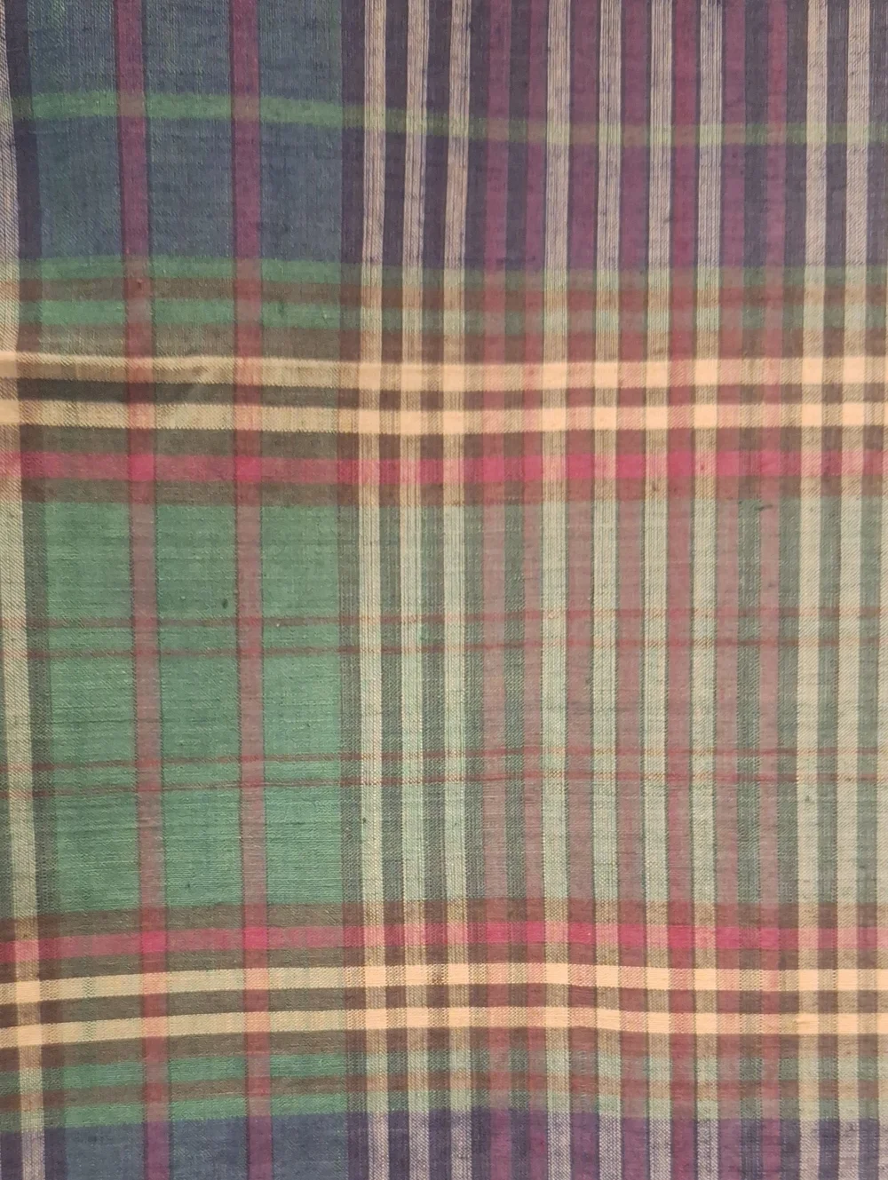 Vintage Ralph Lauren Cotton Green & Navy Plaid Square Scarf
